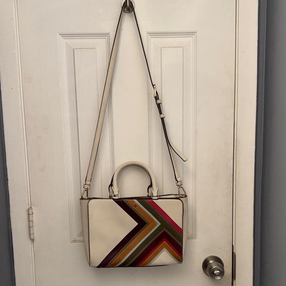 Tory Burch Cream Chevron Satchel - Picture 8 of 8